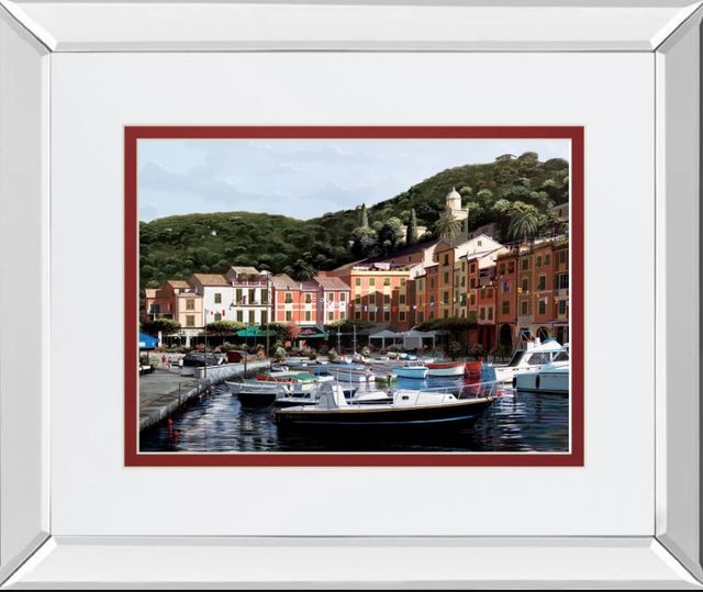 Classy Art Sunshine Over Portofino By Saunders, B. Mirror Framed Wall Art-1