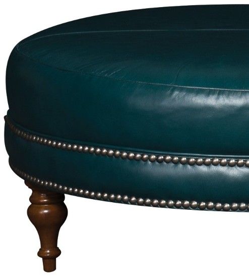 Mayo Furniture Customizable Leather Table Ottoman with Nailhead Trim-1