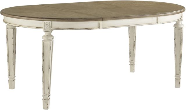 Signature Design by Ashley® Realyn Brown Oval Dining Table with Chipped White Base-0