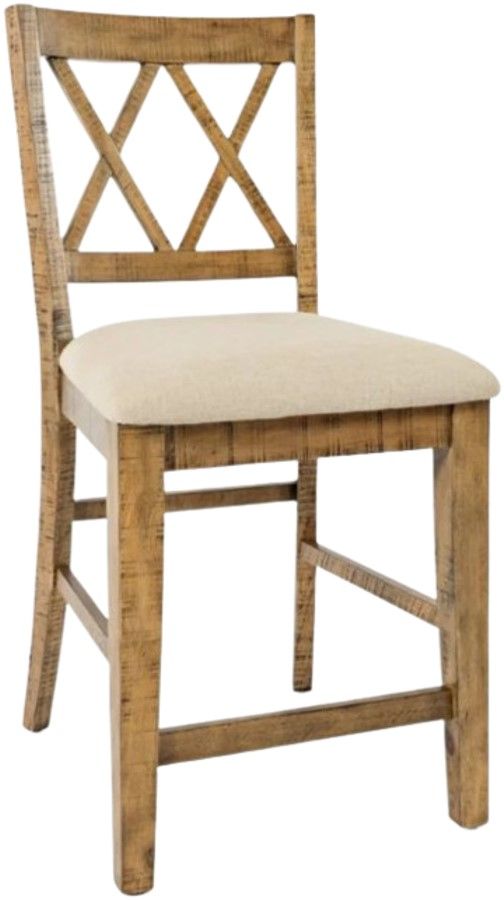 Jofran Inc. Telluride Beige/Gold Double X-Back Counter Stool-0