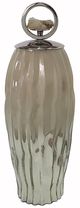 A & B Home Celine Silver/White Medium Lidded Jar -1