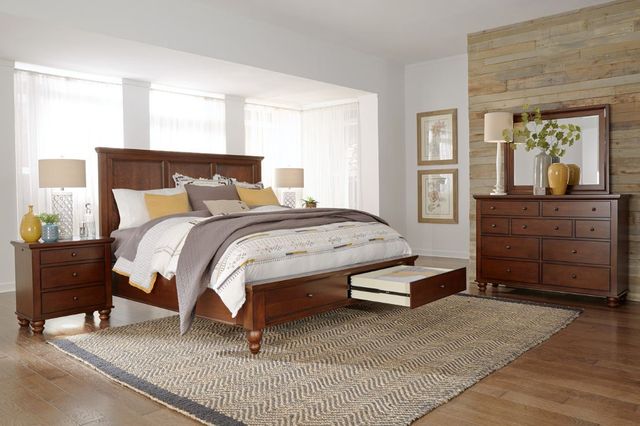 aspenhome® Cambridge Brown Cherry Queen Panel Storage Bed-2