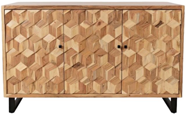Jofran Inc. Geometrix Natural 3-Door Accent Cabinet-2