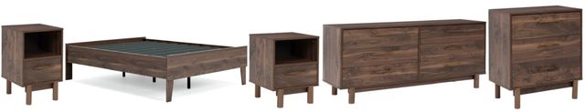 Signature Design by Ashley® Calverson 5-Piece Mocha Queen Platform Bed Set-0