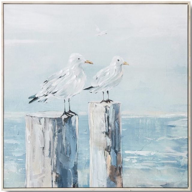 Classy Living Adventurous Seagulls on Weathered Poles Wall Art-0