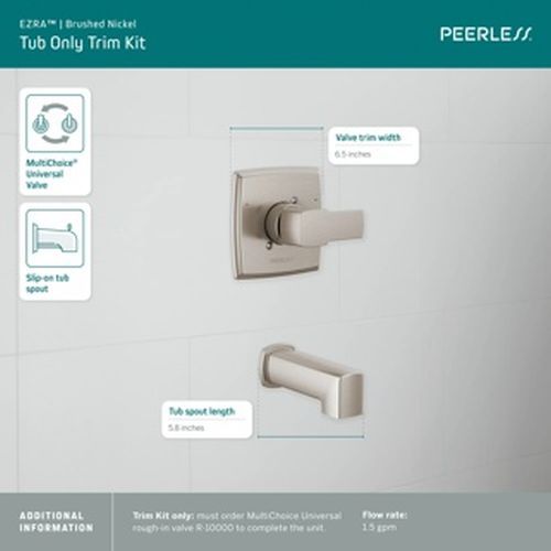 Peerless Ezra® Brushed Nickel Tub Only Trim Kit -2