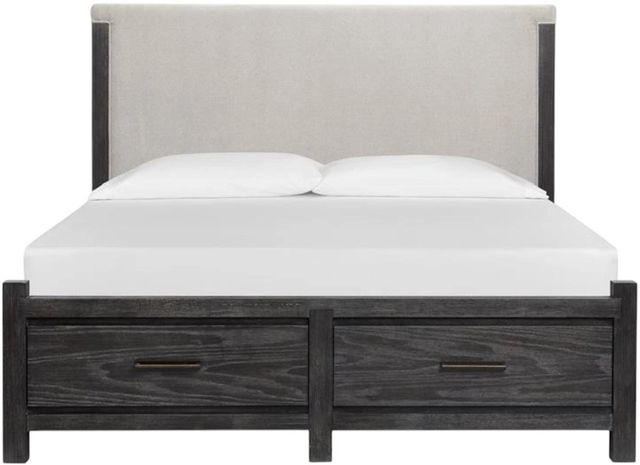 Magnussen Home® Plum Creek Elite Dove/Ravenwood Black California King Upholstered Panel Storage Bed-0