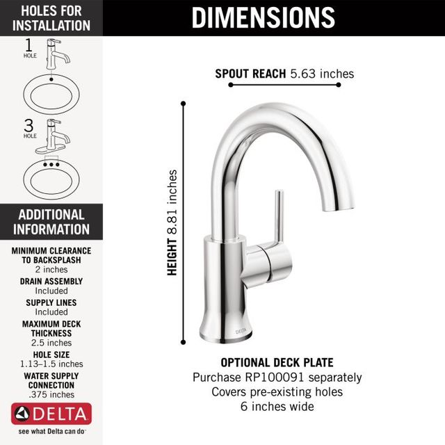 Delta Trinsic® Chrome 9" Single Handle Lever Bathroom Faucet-3