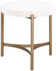 Modus Furniture Lyon White Side Table with Brushed Bronze Base-0