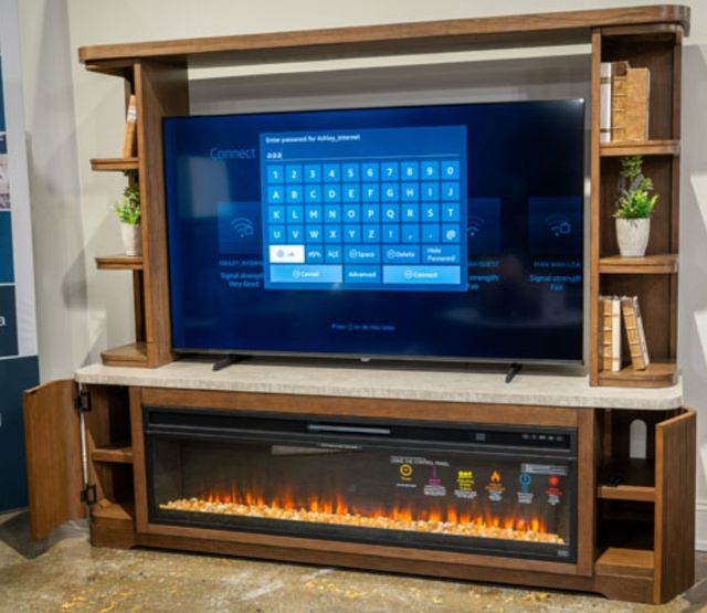 Signature Design by Ashley® Hadonna Brown XL TV Stand with Fireplace-1