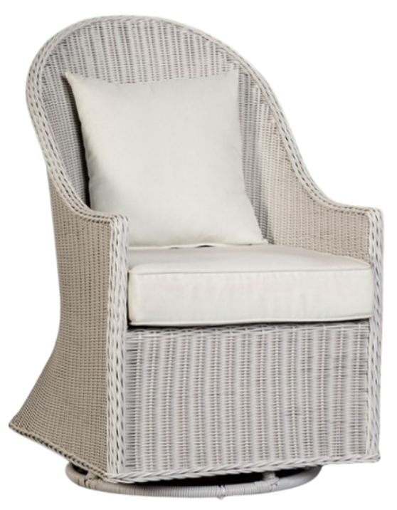 Furniture of America® Tomohon White Fabric/Faux Rattan Outdoor Swivel Chair-0