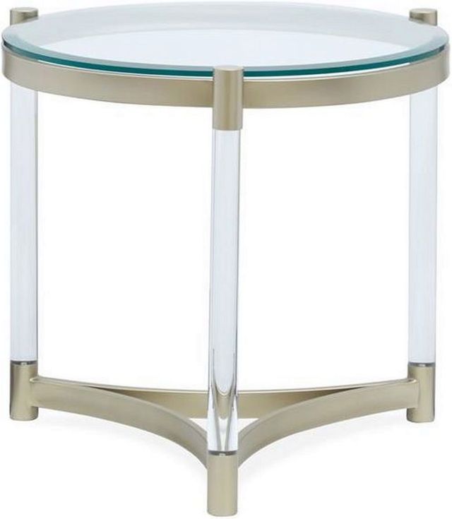 Magnussen Home® Silas Glass Top Round End Table with Platinum Acrylic Base-0