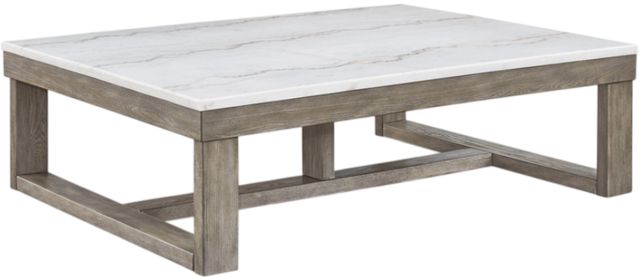 American Wholesale Furniture Temaki 3-Piece White Occasional Table with Oak Base Set-1