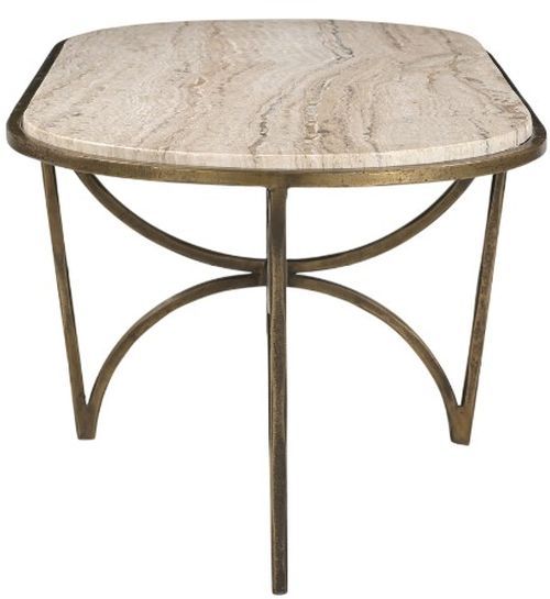 Furniture Classics Beale Marble Top Coffee Table with Gold Base-2