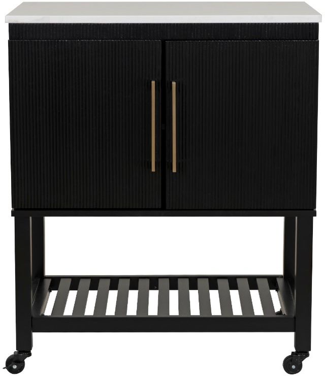 Linon Poppy Black/White Kitchen Cart-2