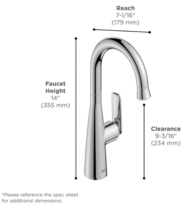 American Standard Aspirations Matte Black/Stainless Steel Pull-Down Bar Faucet-2