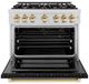 ZLINE Autograph Edition 36" Stainless Steel Pro Style Gas Range with Black Matte Door and Polished Gold Accents-1