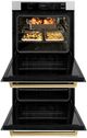 ZLINE Autograph Edition Professional 30" Stainless Steel Double Electric Wall Oven with Polished Gold Accents-1