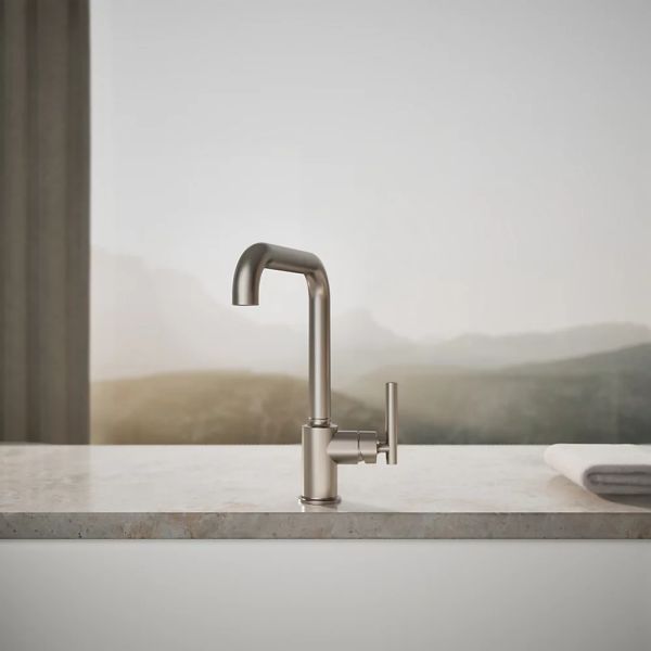 KOHLER® Purist® Vibrant Stainless Single-Handle Kitchen Sink Faucet-3