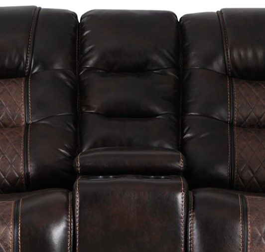American Wholesale Furniture Commander Brown Manual Reclining Gliding Console Loveseat-1