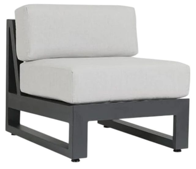 Sunset West Redondo Slate Aluminum Outdoor Armless Club Chair with Cast Silver Cushion-0