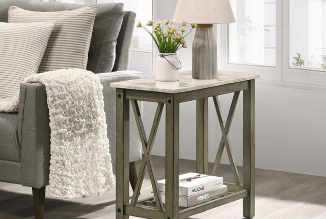 New Classic® Home Furnishings Eden Gray Chairside Table with Beige Top -3