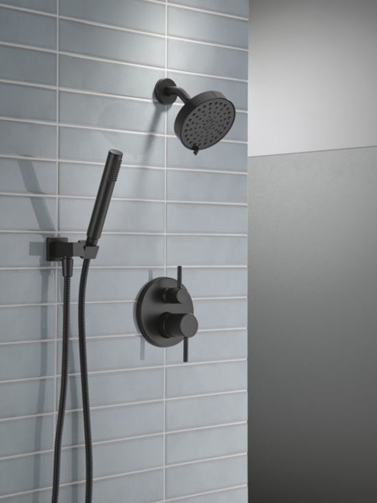 Delta Modern 14S Matte Black Shower Trim with Fixed Head & Hand Shower-3