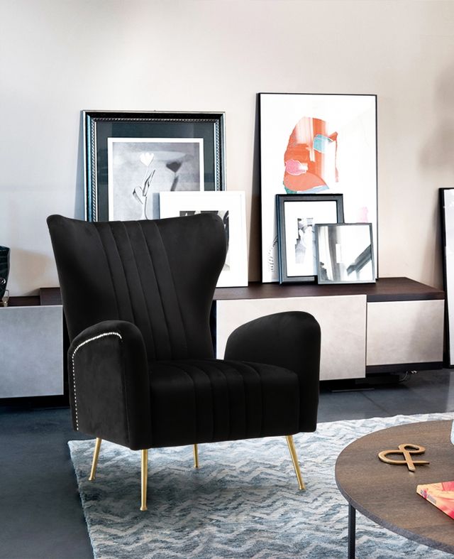 Meridian Furniture Blair Black Velvet Chair-3