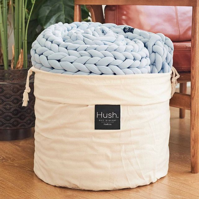 Hush Knit Dusty Blue Weighted Blanket-2