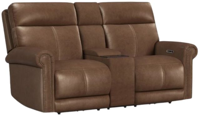 Flexsteel® Alexander Khaki Brown Power Reclining Loveseat with Console, Power Headrest and Lumbar-0