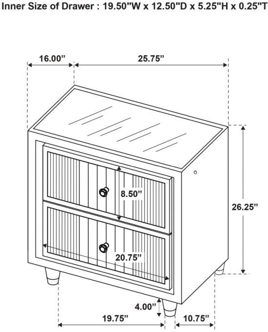 Coaster® Ravenne Black Upholstered LED Nightstand with USB-2