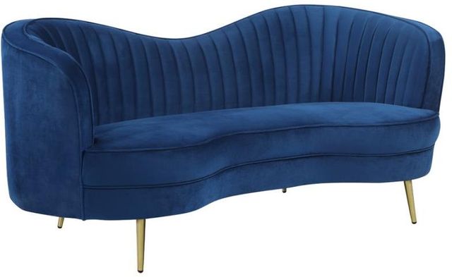 Coaster® Sophia Blue/Gold Upholstered Loveseat with Camel Back 