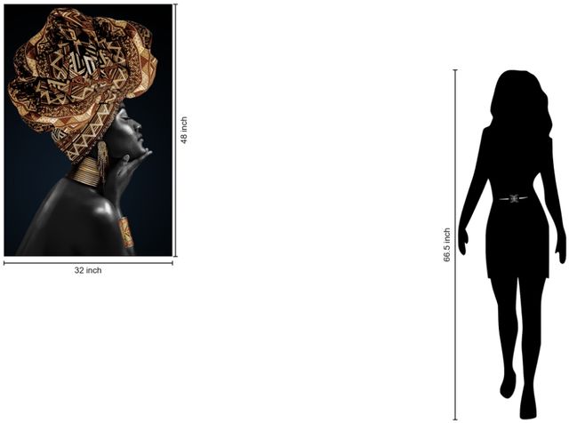 Classy Living Dramatic Gold Headdress Portrait on Black Wall Art-2