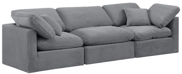 Meridian Furniture Indulge 3-Piece Gray Velvet Sofa -0
