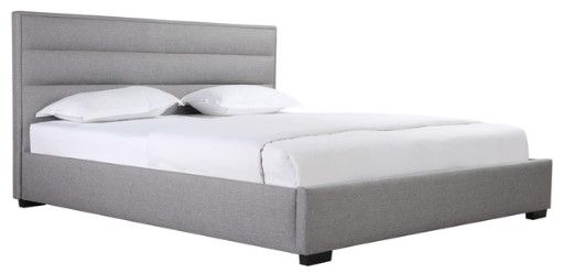 Mazin Furniture Fabiola Grey Queen Upholstered Platform Panel Bed -0