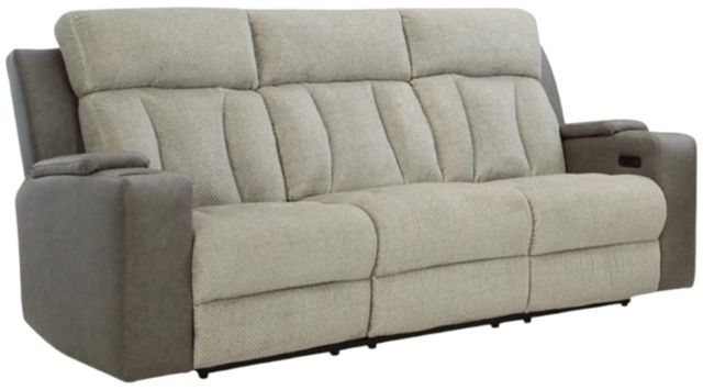Signature Design by Ashley® Stately Check Sisal Power Reclining Sofa with Adjustable Headrest-0