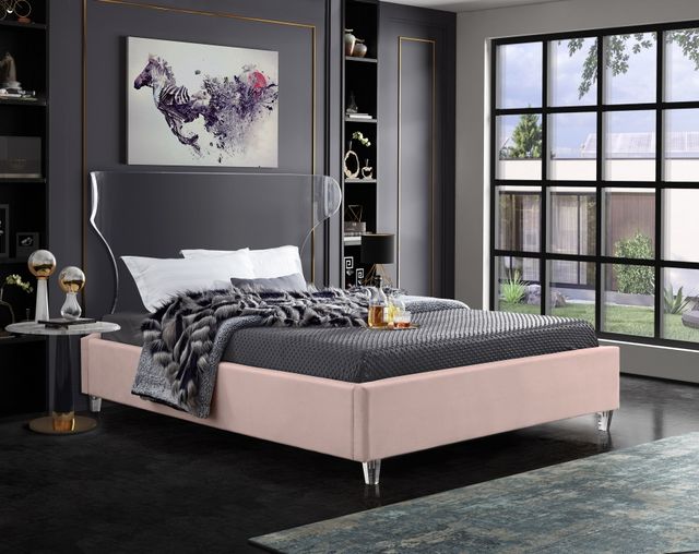 Meridian Furniture Ghost Pink Velvet Queen Bed-3