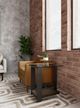 Riverside Furniture Cortland Tempered Chairside Table with Saddle Oak Base-1