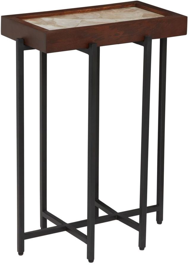 Martin Svensson Viewpoint Light Smoke Accent Table with Wood Trim-0