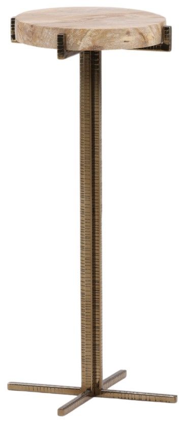 Dovetail Furniture Hesper Natural End Table with Brass Base-0