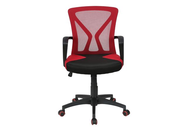 Monarch Specialties Inc. Black/Red Mesh Fabric Gaming Office Chair on Casters-2