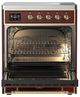 Ilve® Majestic III 30" Burgundy Pro Style Induction Range with Solid Door and Brass Trim-1