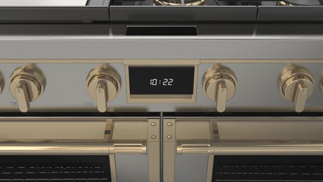 Fulgor Milano® Evoque 400 Series 60" Stainless Steel Pro Style Dual Fuel Hybrid Range with Brushed Brass Trim -4