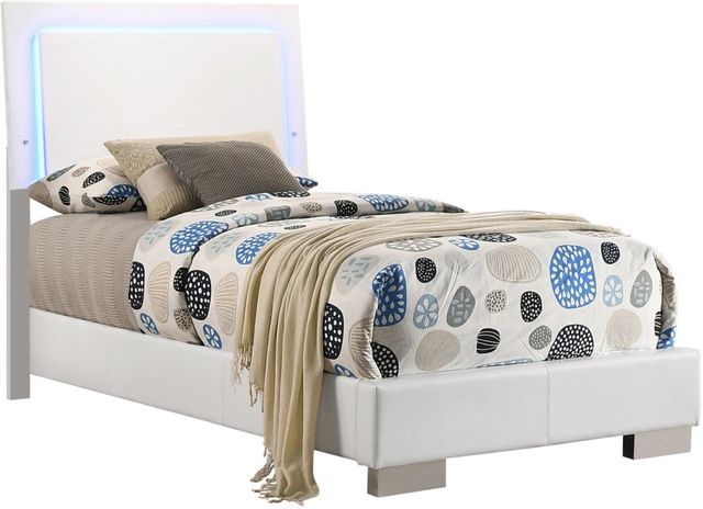 Coaster® Felicity Glossy White Twin Bed-0