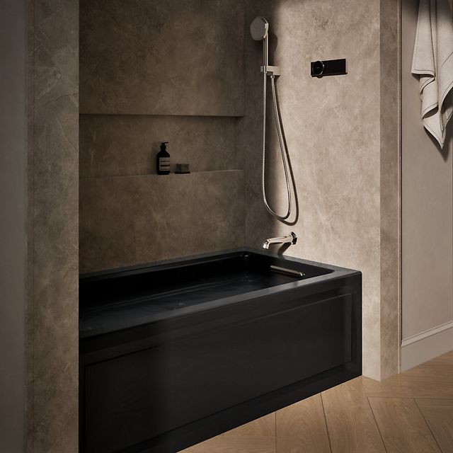 KOHLER® Archer® Black 60" x 32" Alcove Heated Whirlpool Bath - Right Drain-1
