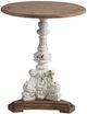 A & B Home Antique Natural Side Table with White Base-0