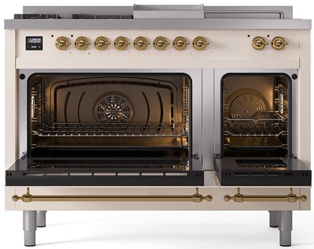 Ilve® Nostalgie II Series 48" Antique White Pro Style Dual Fuel Range-1