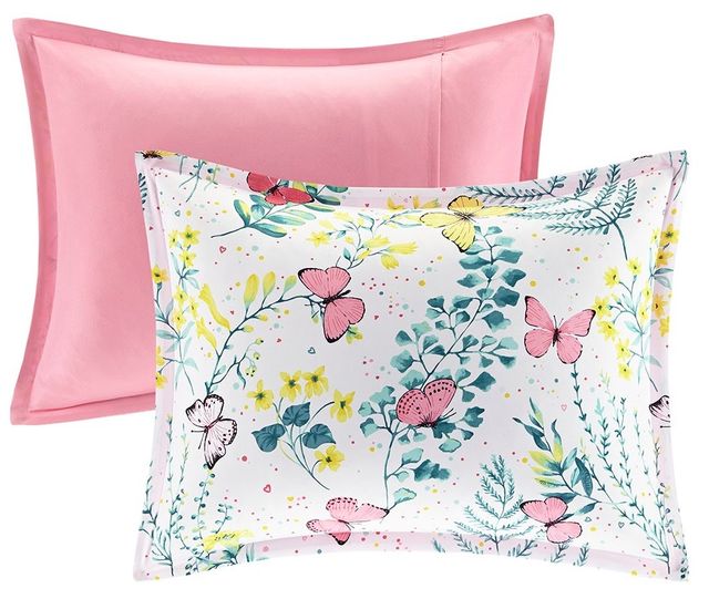 Olliix by Mi Zone Kids Cynthia Pink Full Printed Butterfly Comforter Set-1