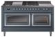 Ilve® Nostalgie II Noblesse 60'' Blue Gray Pro Style Dual Fuel Range with Chrome Trim-0