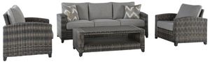 Signature Design by Ashley® Oasis Court 4-Piece Gray Aluminum/Fabric/Resin Outdoor Conversation Set